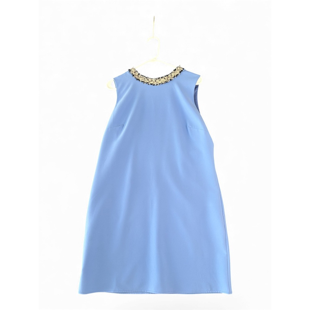 STS Blue Lace‎ Collar Zipper Back Sleeveless Sheath Dress Women Size L